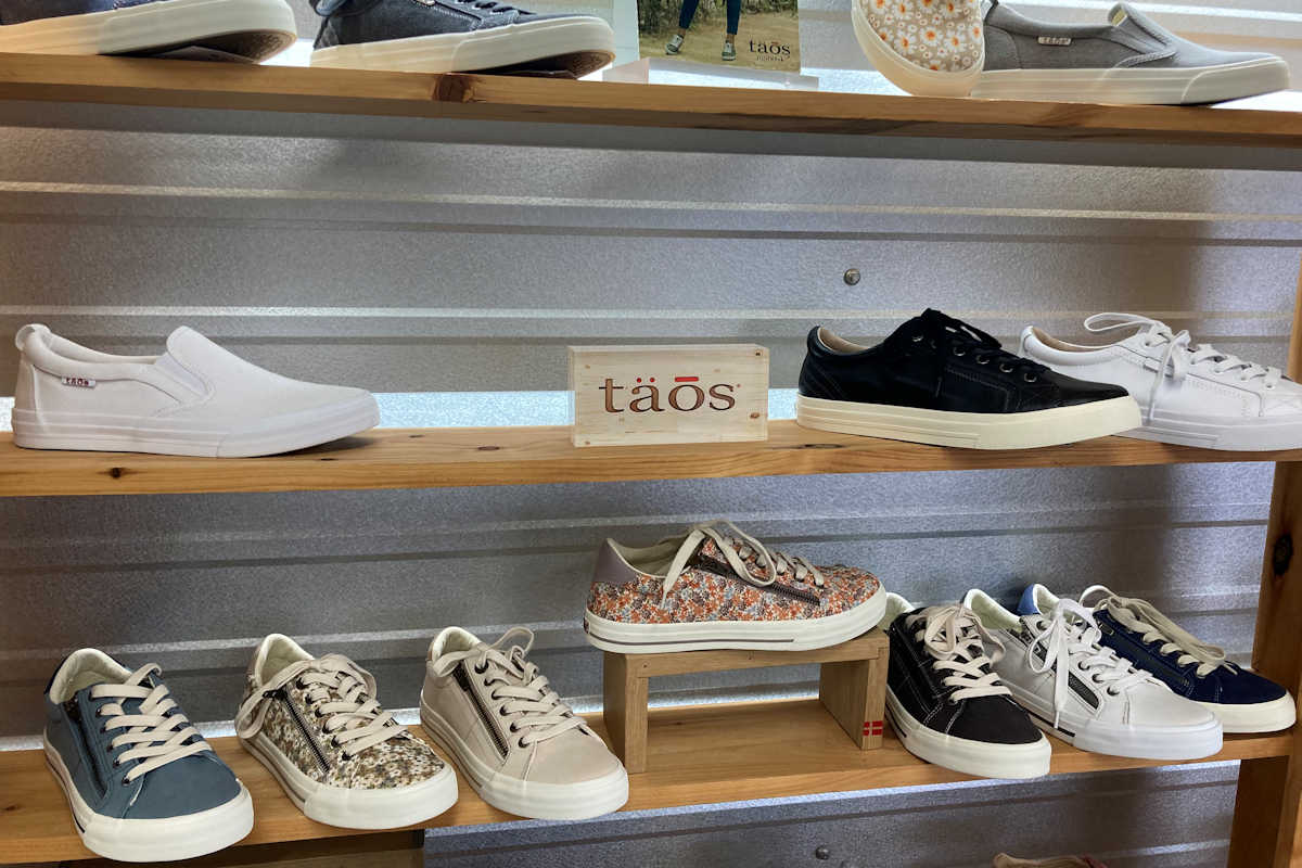 Display of Taos Shoes